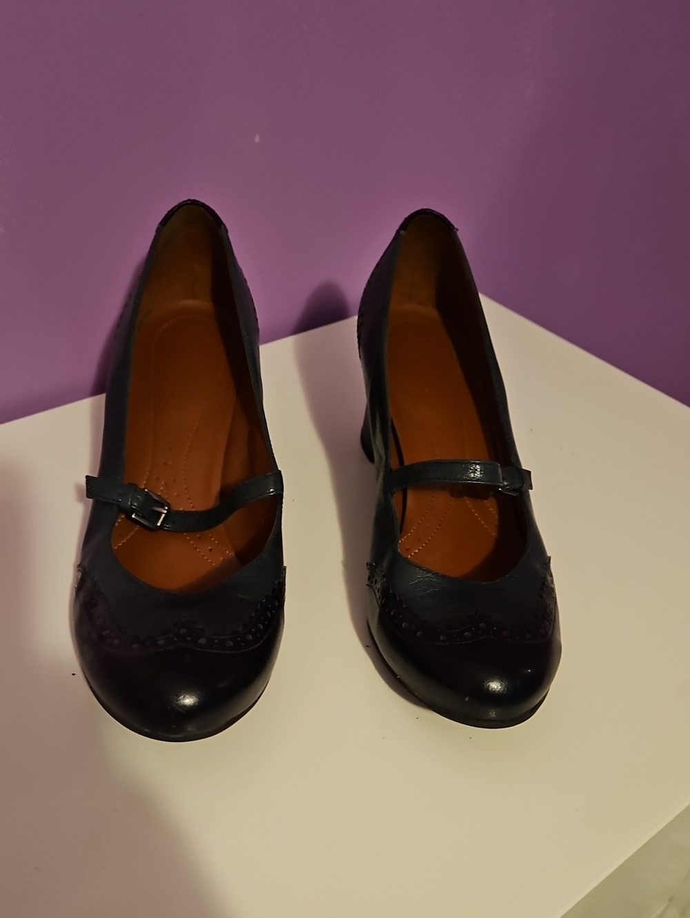 Naturalizer Black Mary Jane Pumps with Brogue Detail